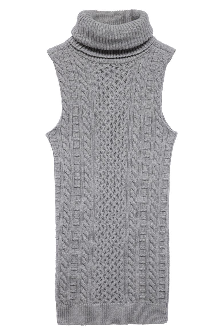Cowl Neck Cable Vest, Alternate, color, WOOL SLATE