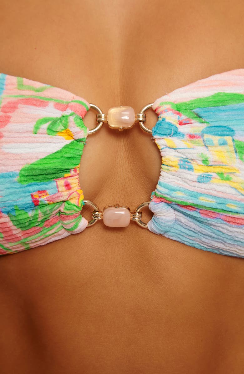 Isabella Rose Corfu Bandeau Bikini Top, Alternate, color, Blue Multi