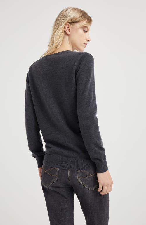 Brunello Cucinelli Cashmere Sweater In Lignite Grey