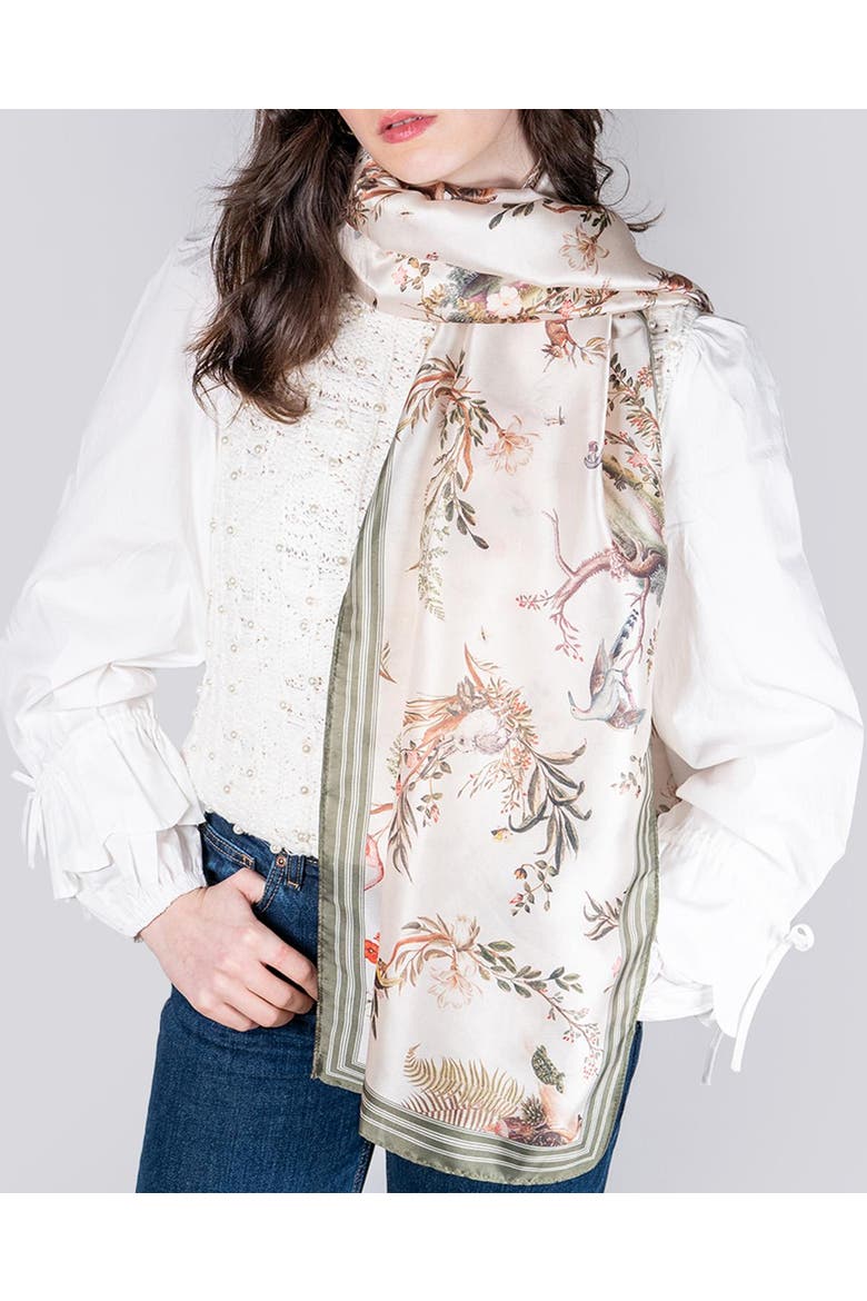Wonderland Toile Silky Scarf, Alternate, color, Cream