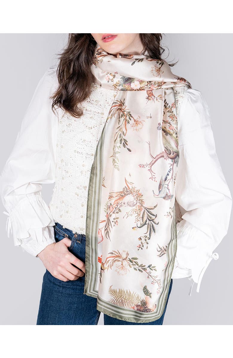 Fable England Wonderland Toile Silky Scarf, Alternate, color, Cream
