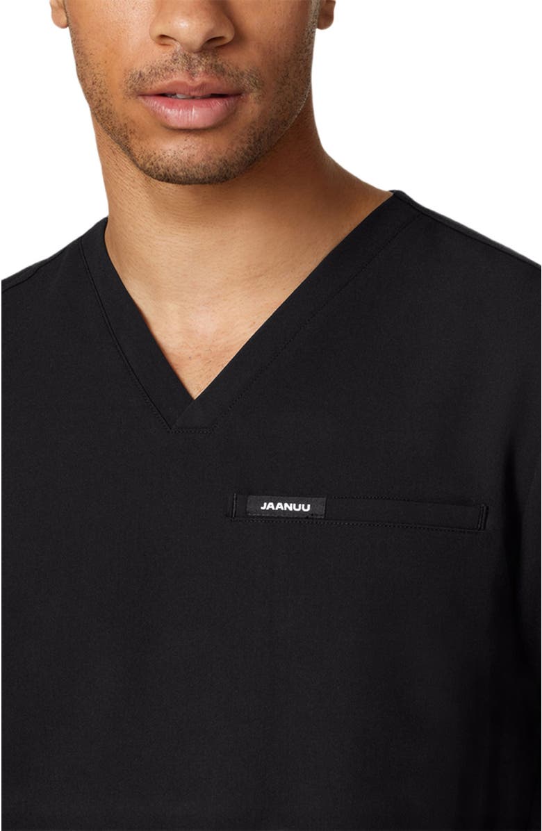 JAANUU Platt Men's 3-Pocket Classic V-Neck Scrub Top, Alternate, color, Black
