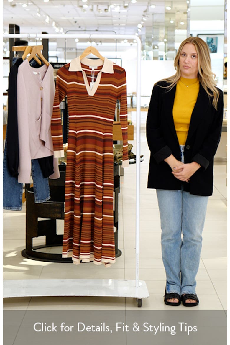 Stripe Long Sleeve Midi Sweater Dress video