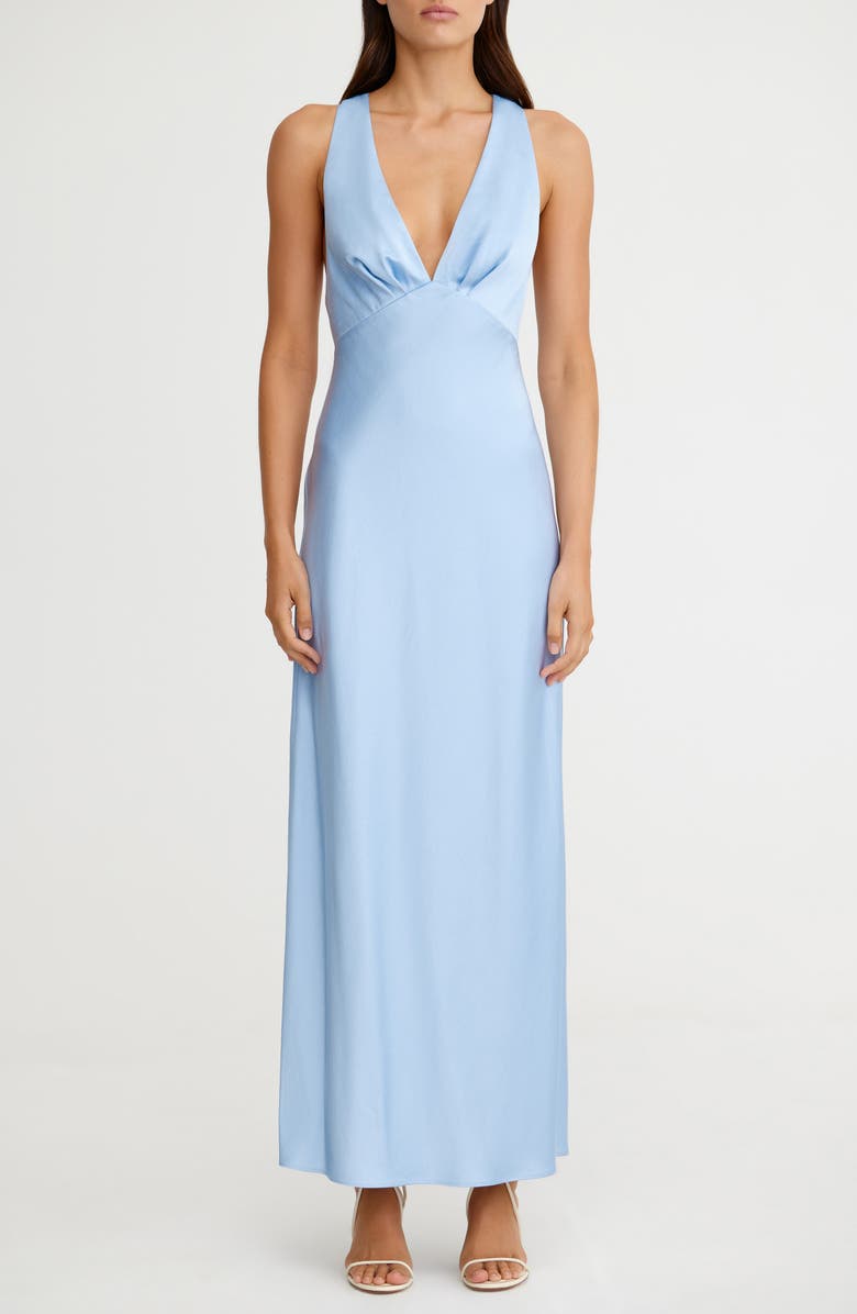 Significant Other Lucile Sleeveless Satin Maxi Dress, Main, color, Ice Blue