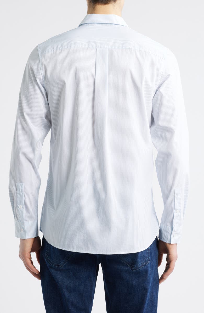 Nordstrom Stripe Performance Stretch Cotton Blend Sport Shirt, Alternate, color, White- Blue Simple Stripe