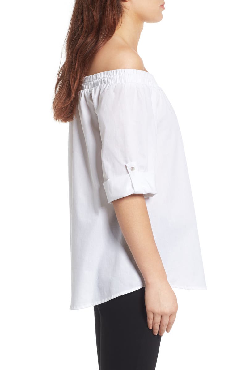 Bobeau Off the Shoulder Poplin Shirt, Alternate, color,