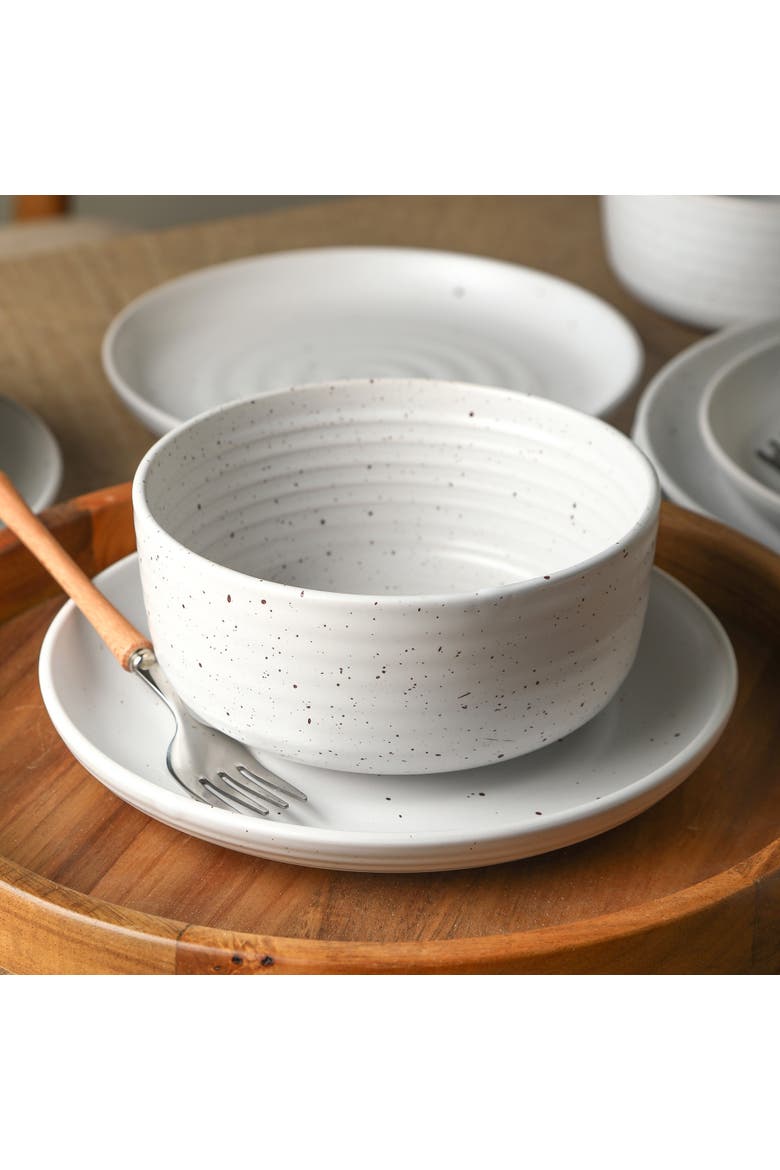 Ion Stoneware 24-Piece Dinnerware Set, Alternate, color, White