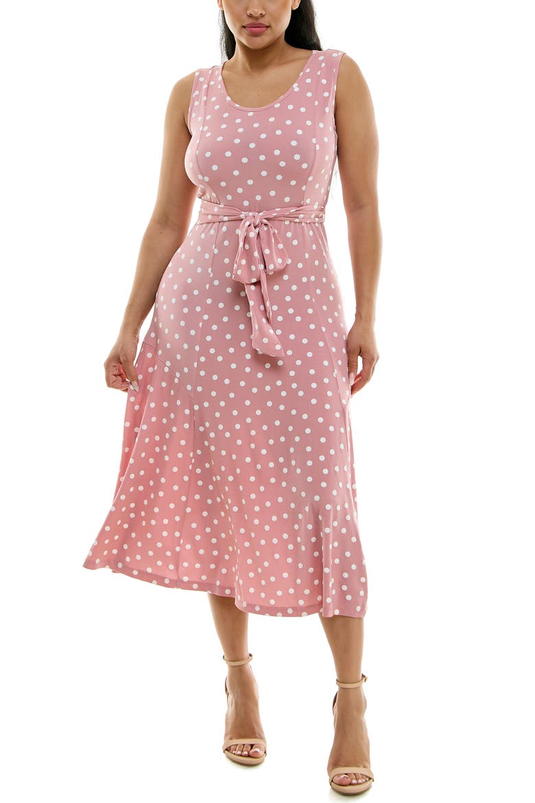 Crewneck Sleeveless Midi Dress, Main, color, DUSTY ROSE