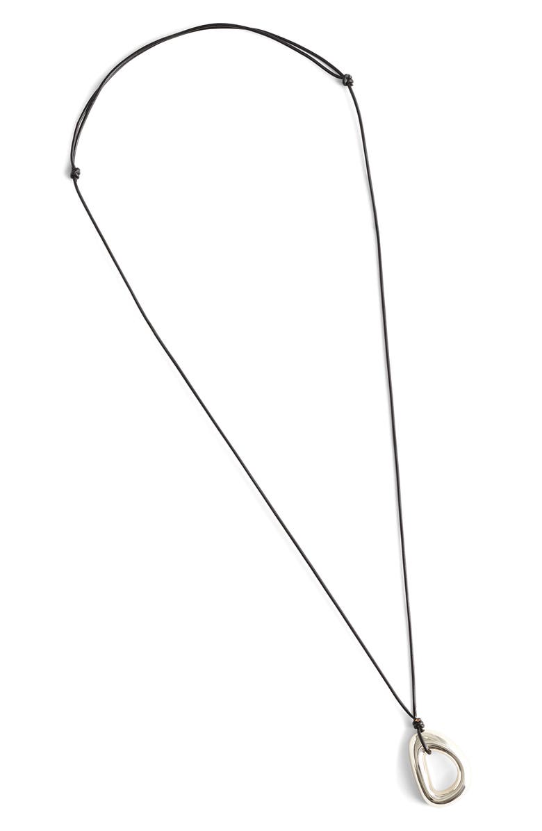 Madewell Sculptural Pendant Cord Necklace, Main, color, Warm Silver