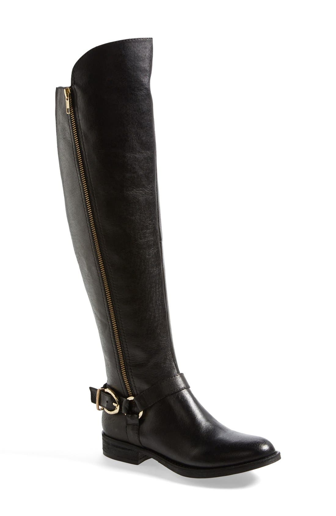 'Skippur' Over The Knee Boot, Main, color, BLACK LEATHER