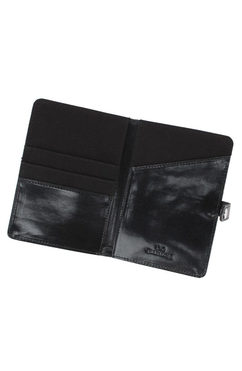 Trafalgar Zaiden Italian Cortina Leather Snap Closure Passport Wallet, Alternate, color, Black