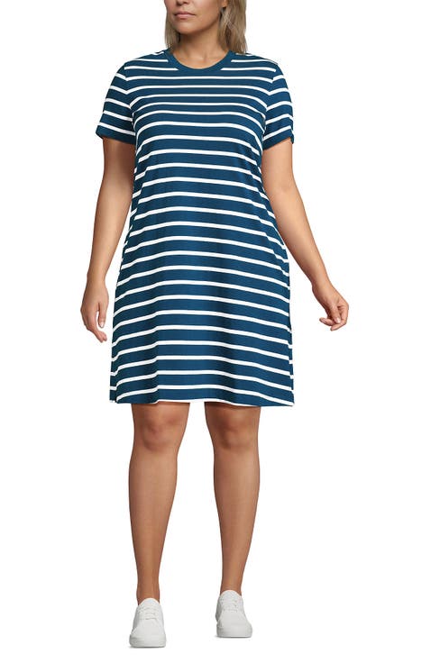 Cotton Jersey Crew Neck T Shirt Dress