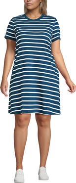 lands end tee shirt dress Women's Plus Size Cotton Jersey Crew Neck T Shirt Dress - Lands' End - Blue