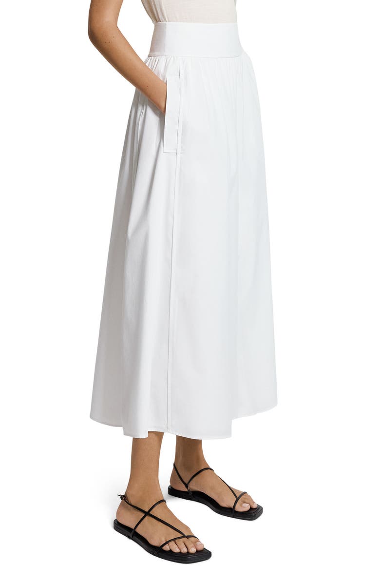 Theory Cotton Blend A-Line Midi Skirt, Alternate, color, White