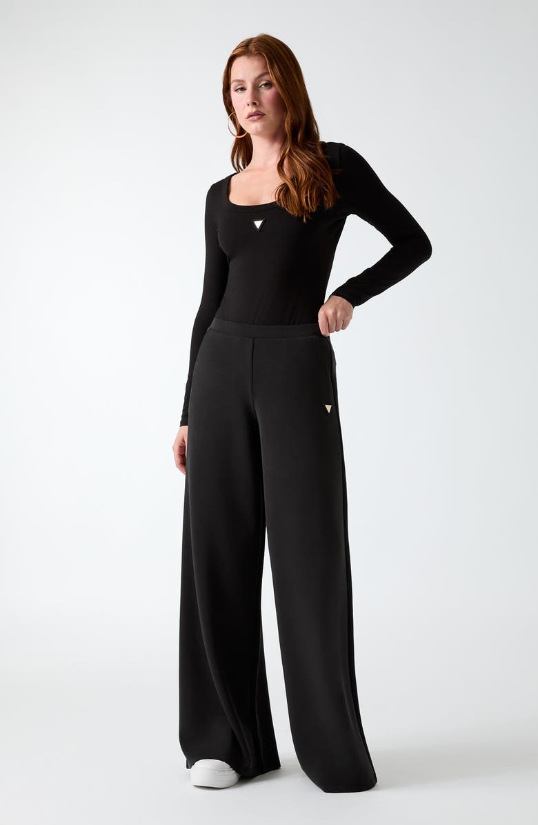 GUESS Olympe Wide Leg Pants, Alternate, color, Jblack-Black