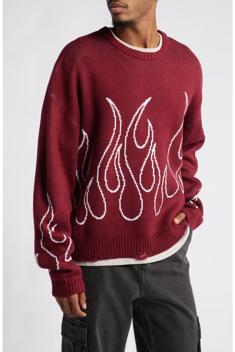 Hotline Crop Sweater, Main, color, BURGUNDY