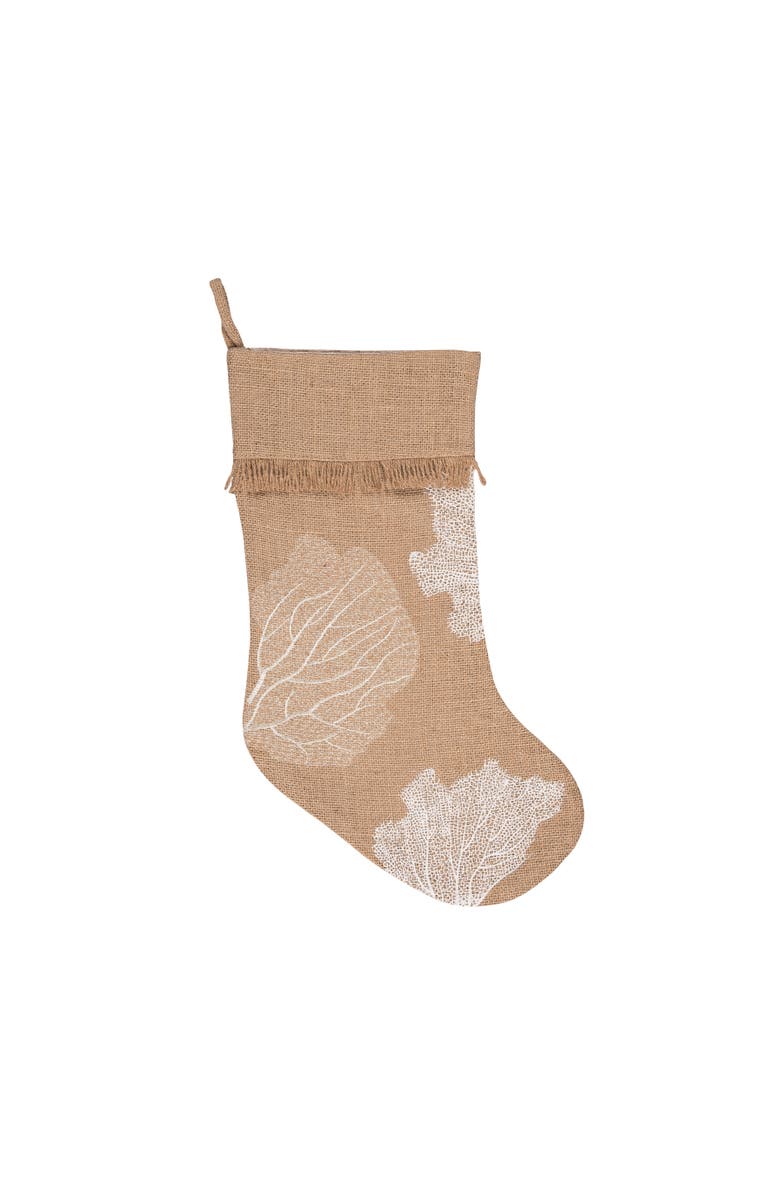 C&F Home Coral Hanging Christmas Stocking 20", Main, color, Beige