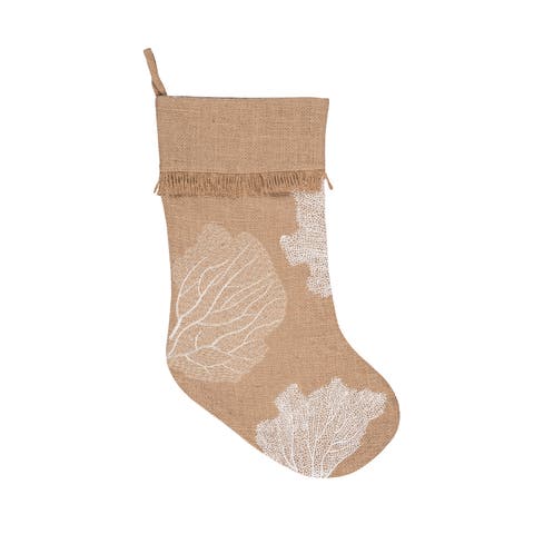 Coral Hanging Christmas Stocking 20"