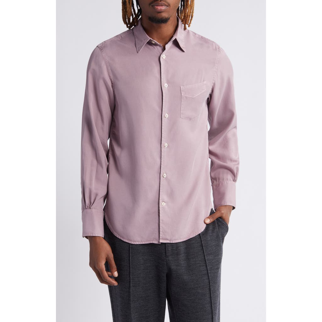 Shop Officine Generale Officine Générale Benoit Garment Dyed Button-up Shirt In Sunset Berry