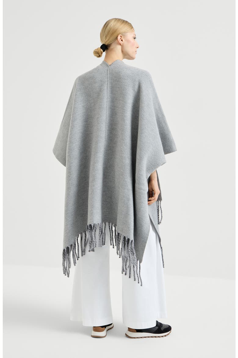 Wool and cashmere double knit poncho, Alternate, color, Medium Grey