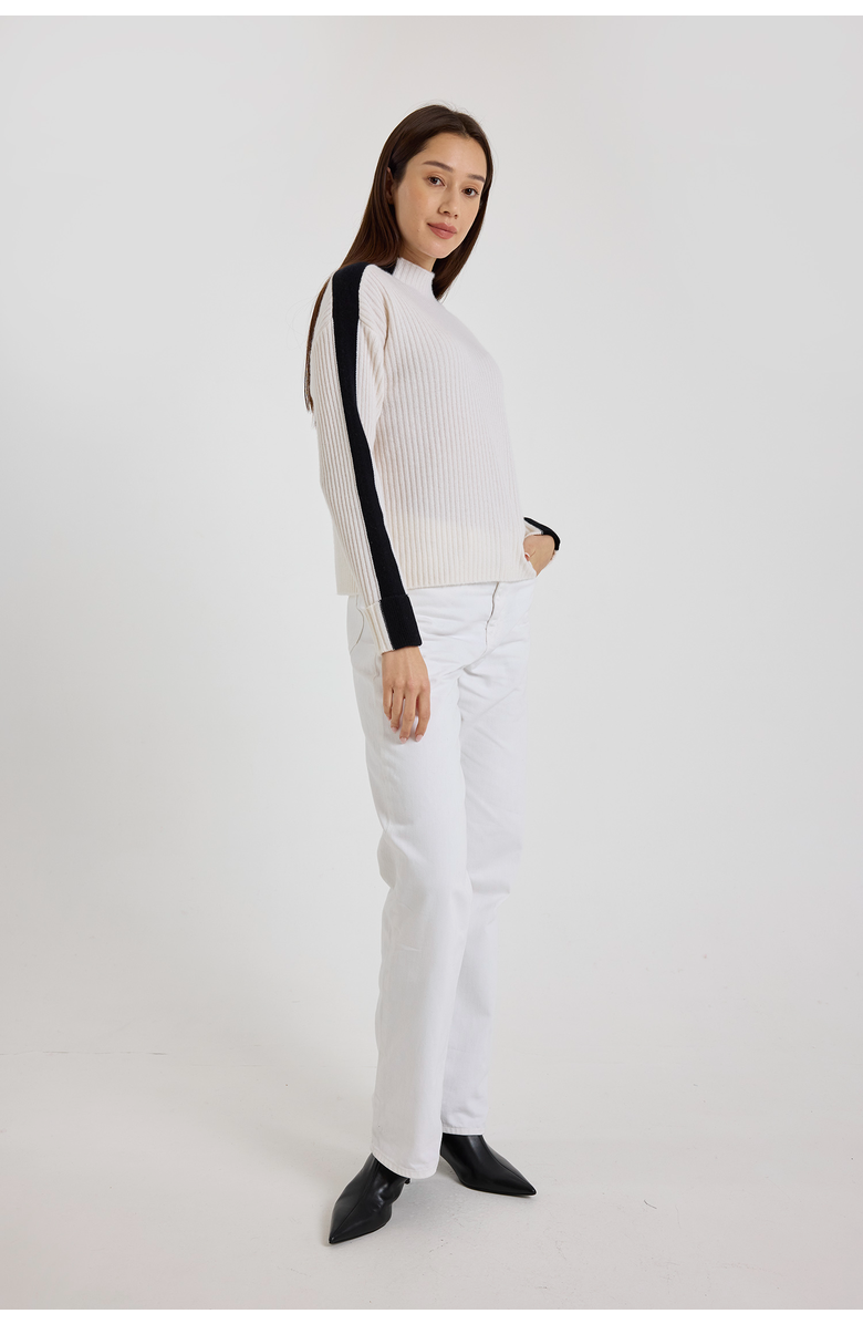 Brodie Pure Cashmere Chamonix Mock Neck 100% Cashmere Sweater, Alternate, color, Organic White