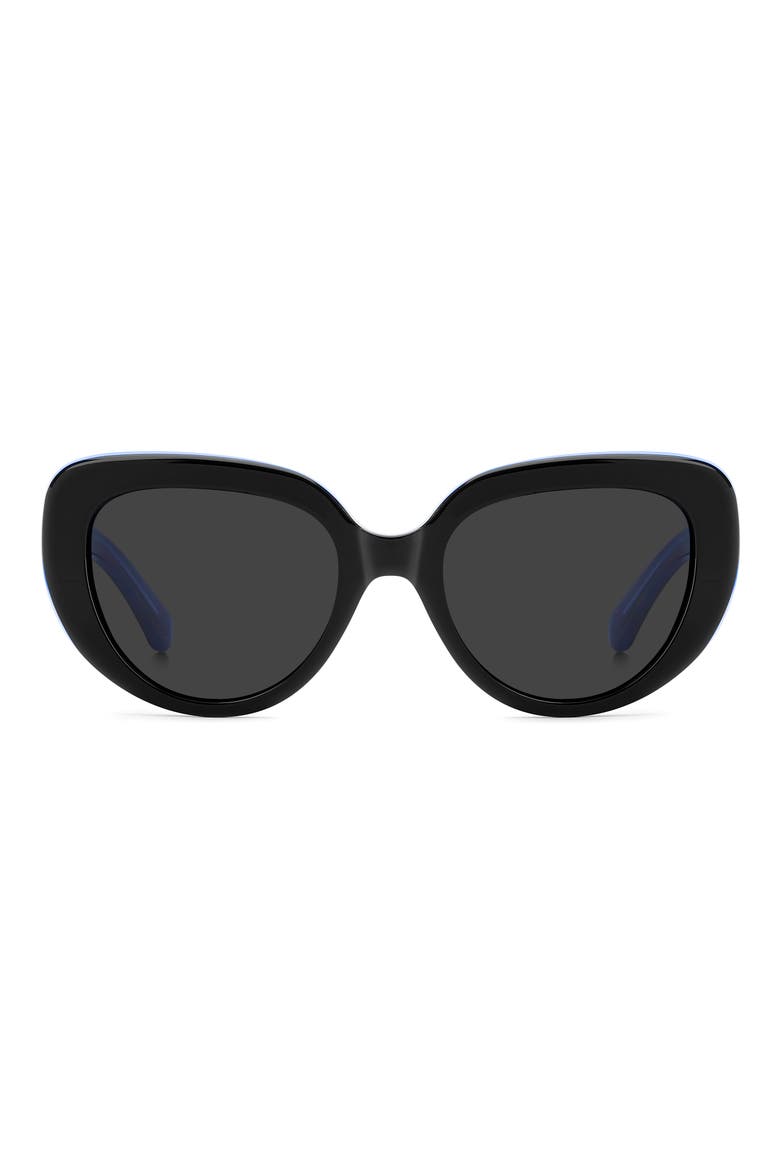 rana 53mm rectangular sunglasses, Main, color, BLACK BLUE/ GREY