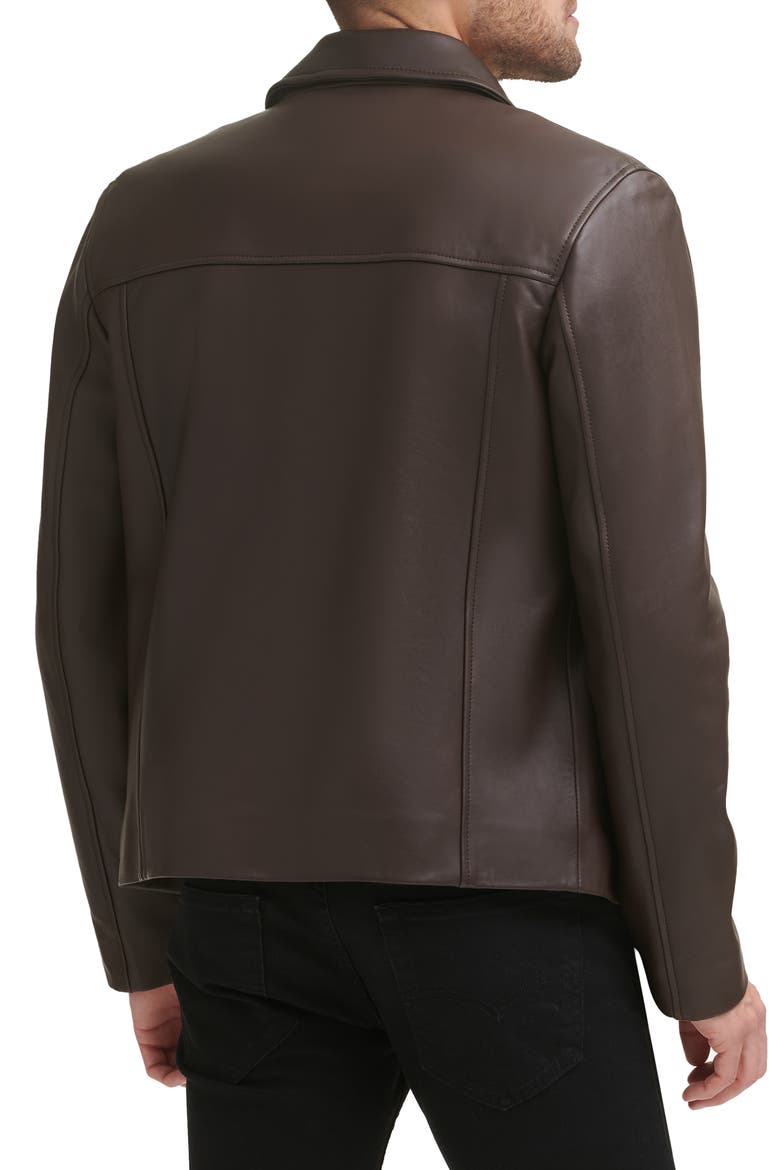 Smooth Lamb Leather Collared Jacket, Alternate, color, JAVA
