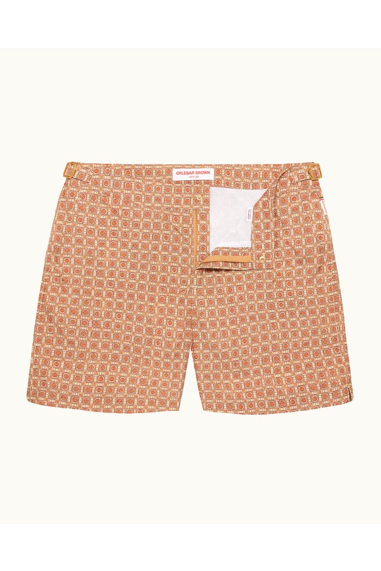 Bulldog Exclusive-Print Mid-Length Swim Shorts, Main, color, Bronze