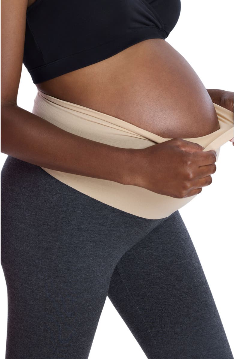 MOTHERHOOD MATERNITY Essential Stretch Secret Fit Over the Belly Maternity Leggings, Alternate, color, Heather Grey
