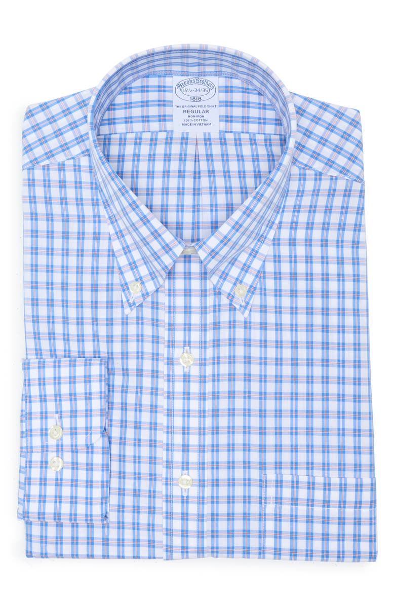 Brooks Brothers Non-Iron Regular Fit Grid Print Shirt, Alternate, color, 