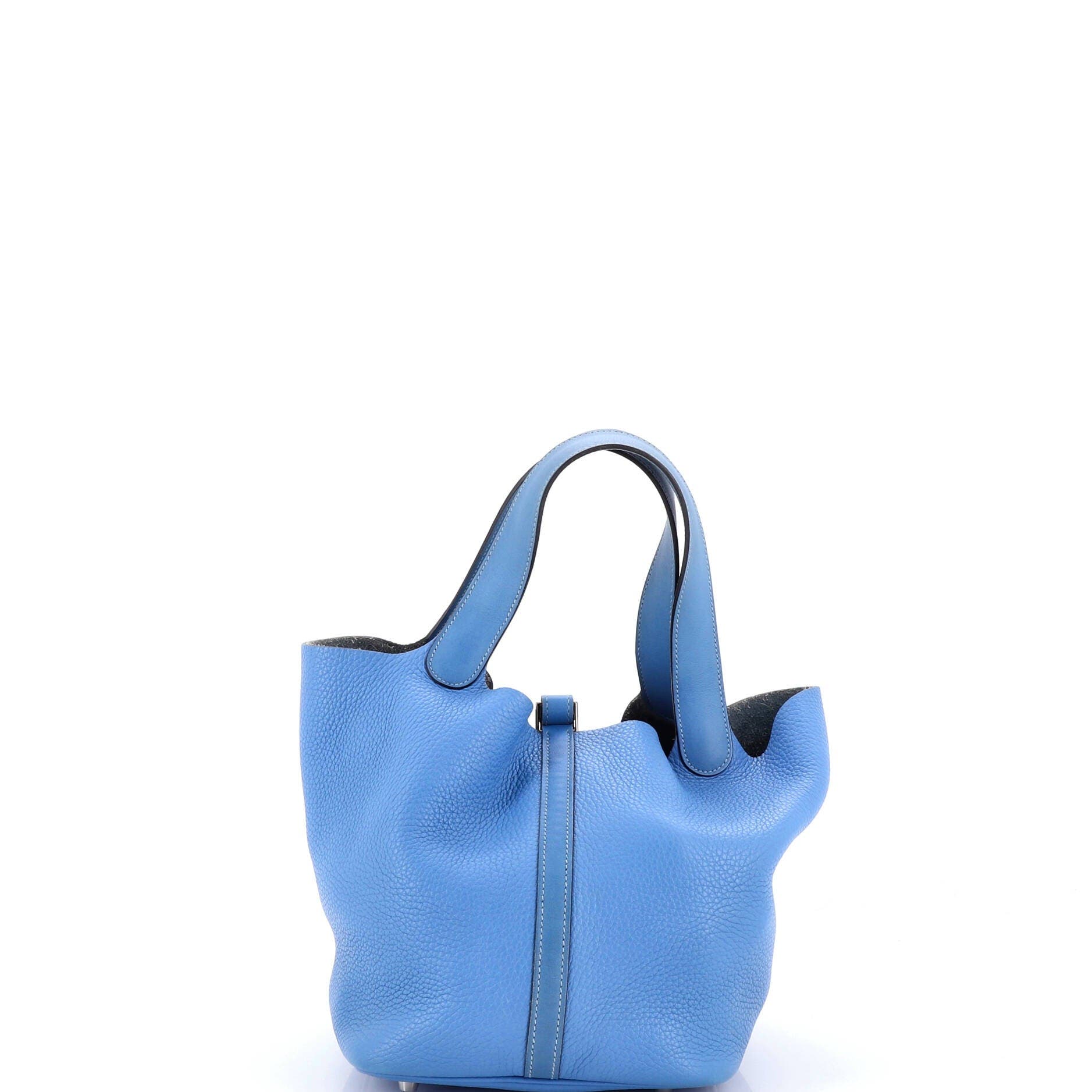 Pre-Owned Hermes Picotin Lock Bag Clemence MM, Alternate, color, Bleu Paradis
