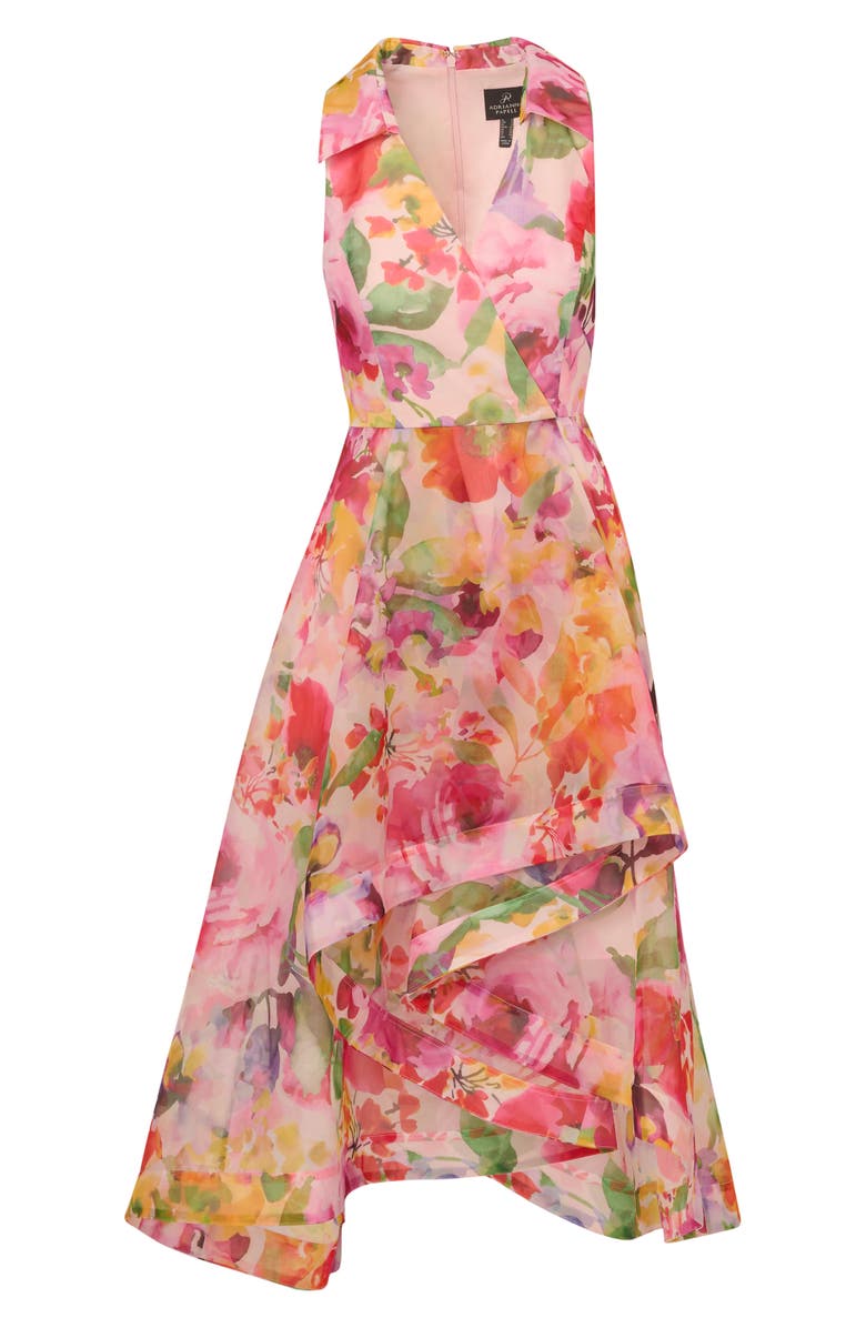 Adrianna Papell Floral High-Low Fit & Flare Dress, Alternate, color, Pink Multi