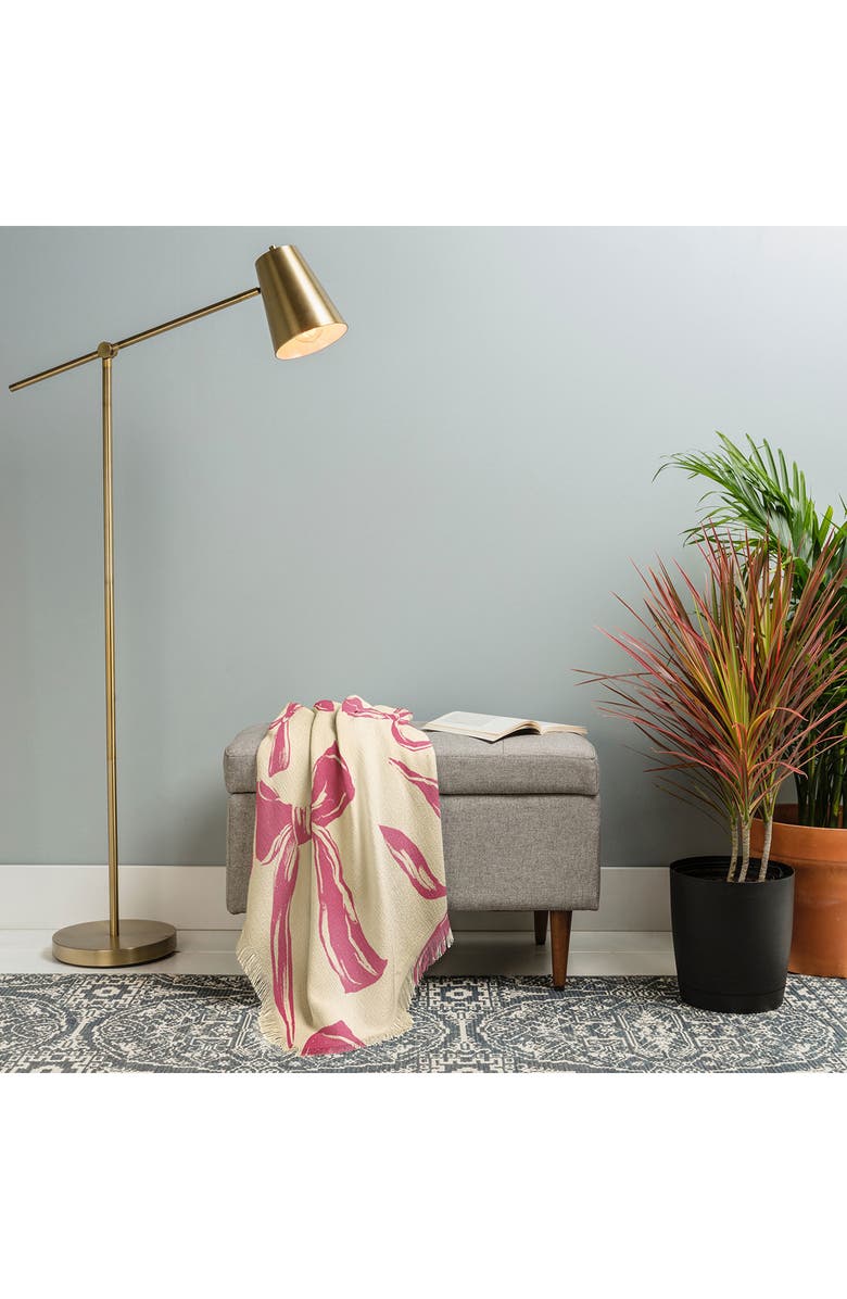 Deny Designs Fringe Trim Throw Blanket, Alternate, color, Pink