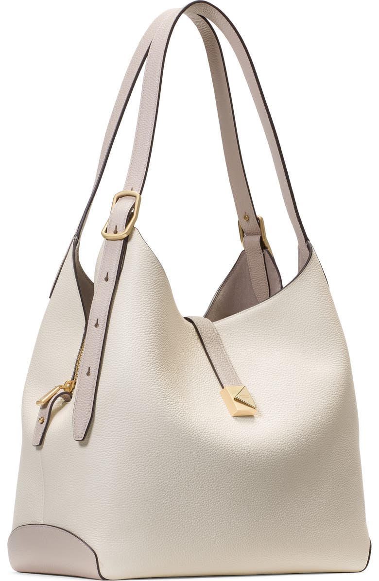 Kate Spade New York large deco pebbled leather shoulder bag, Alternate, color, Cashew Milk Multi