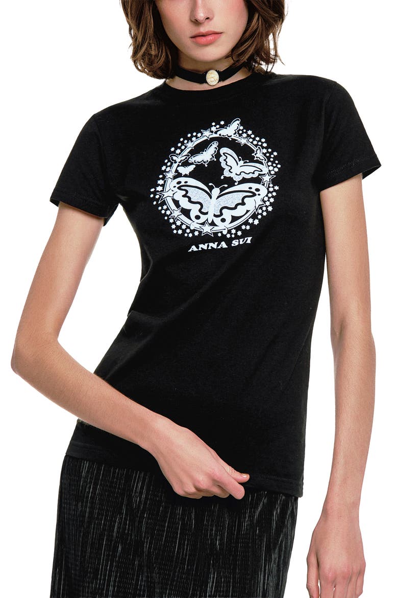 Butterflies T-Shirt, Main, color, BLACK