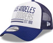 New Era Men's New Era White/Royal Los Angeles Dodgers Stacked A-Frame Trucker 9FORTY Adjustable Hat