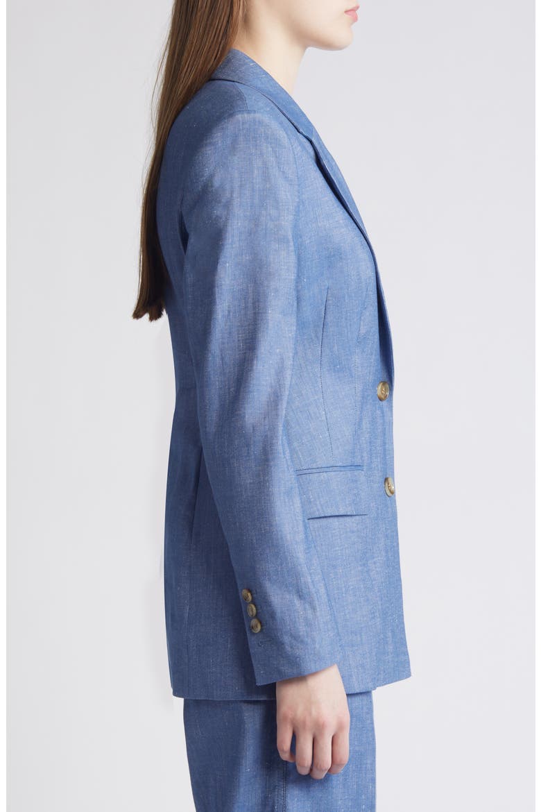 Jerela Linen Blend Chambray Blazer, Alternate, color, LT PAST/BU