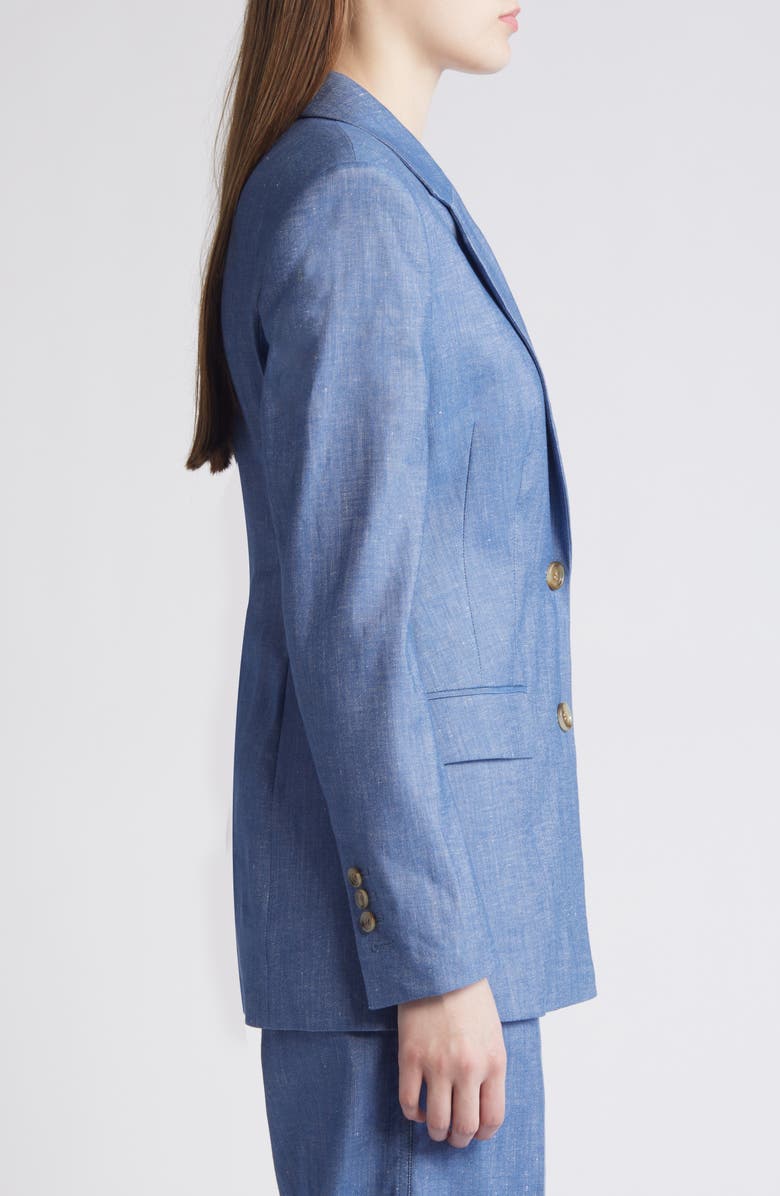 BOSS Jerela Linen Blend Chambray Blazer, Alternate, color,