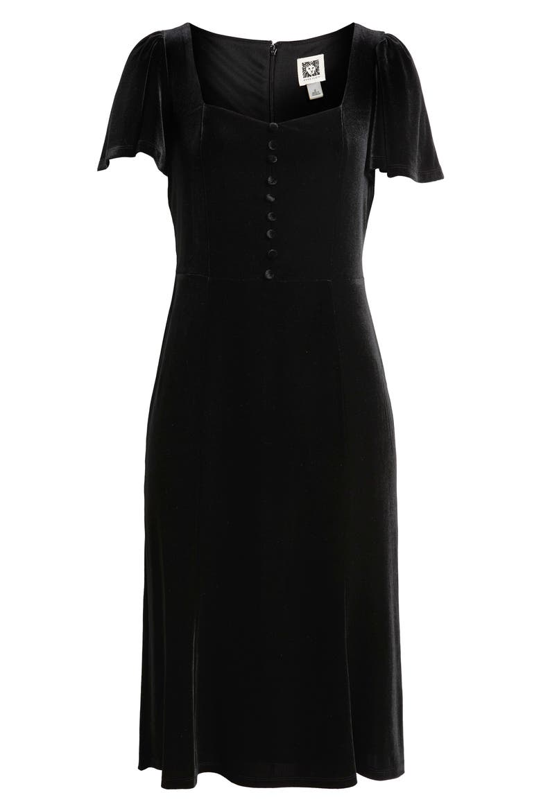 Flared Sleeve Velvet Dress, Alternate, color, ANNE BLACK