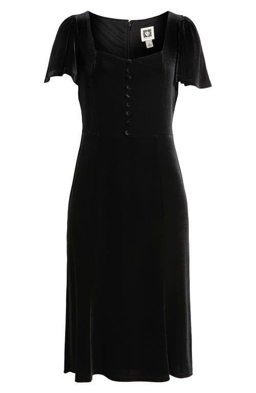 Anne Klein Flared Sleeve Velvet Dress In Black