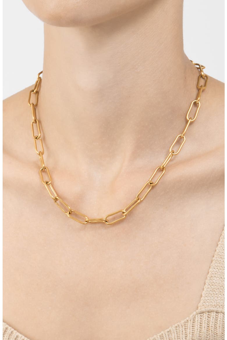 Set of 2 Chunky Paper Clip & Pendant Necklaces, Alternate, color, GOLD