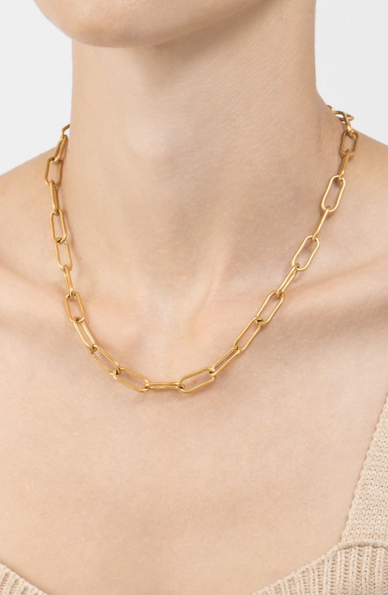 Adornia Set of 2 Chunky Paper Clip & Pendant Necklaces, Alternate, color, Gold