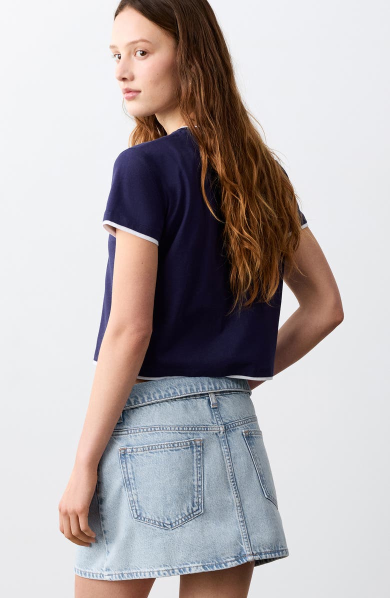 MANGO TEEN Denim Miniskirt, Alternate, color, Bleach Blue