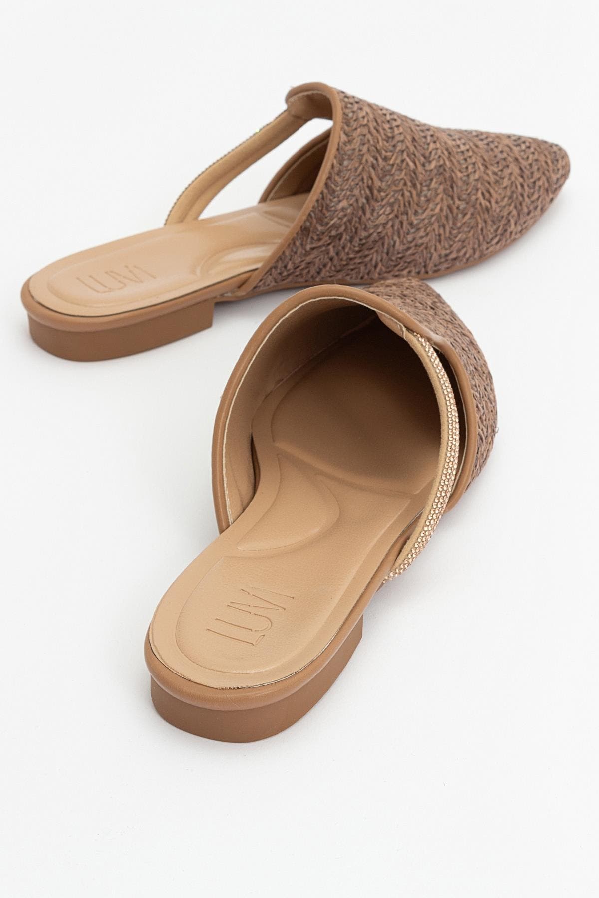 Pesa Woven Slippers, Alternate, color, Brown Faux Leather