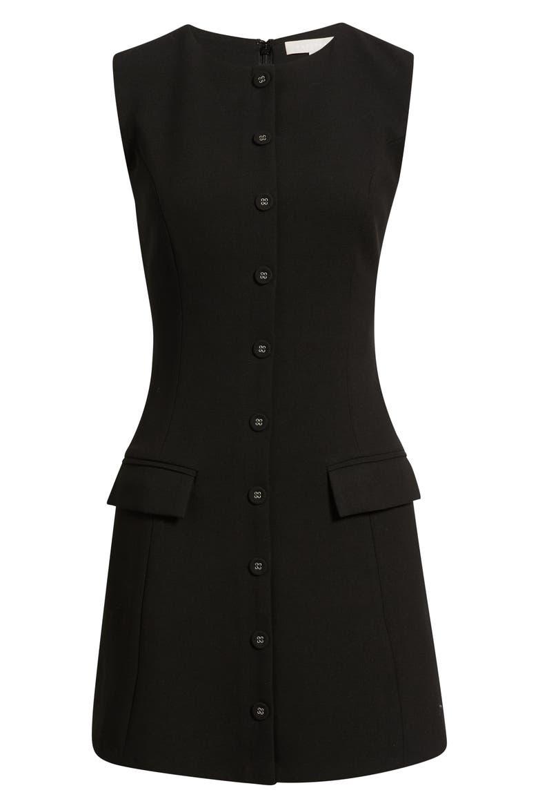 Button Front Sleeveless Minidress, Alternate, color, BLACK