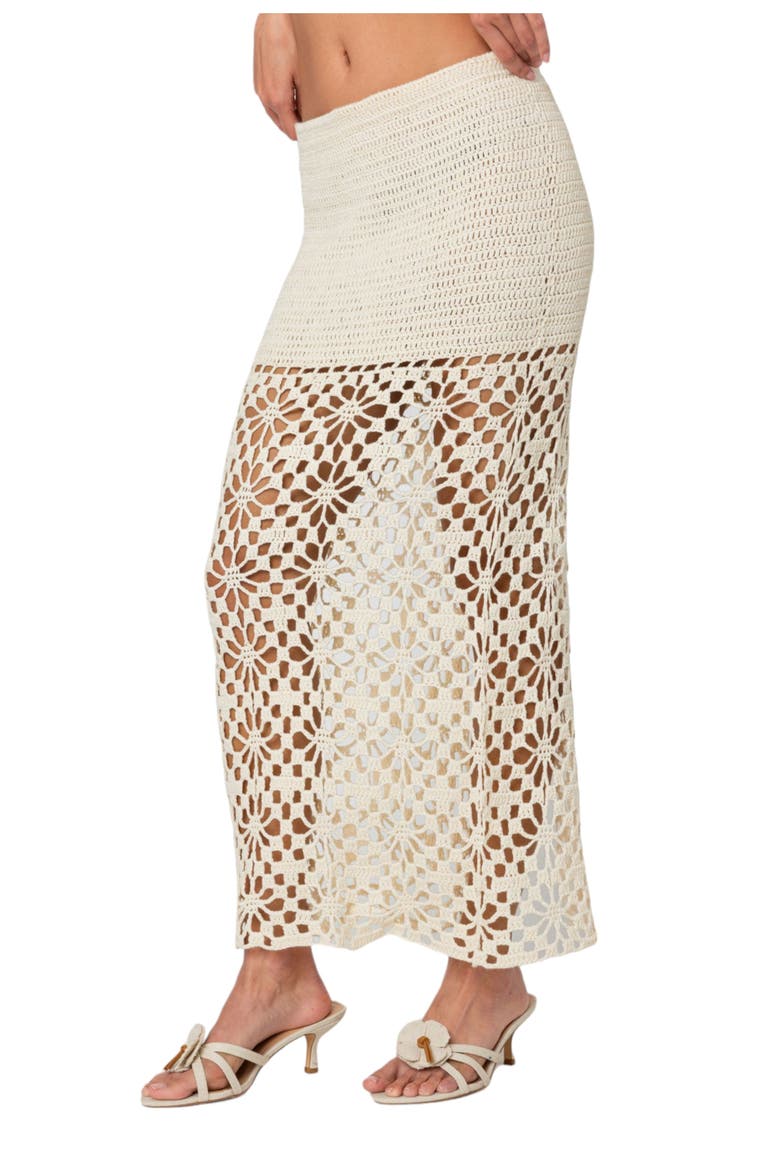 Ida Semisheer Crochet Maxi Skirt, Alternate, color, CREAM