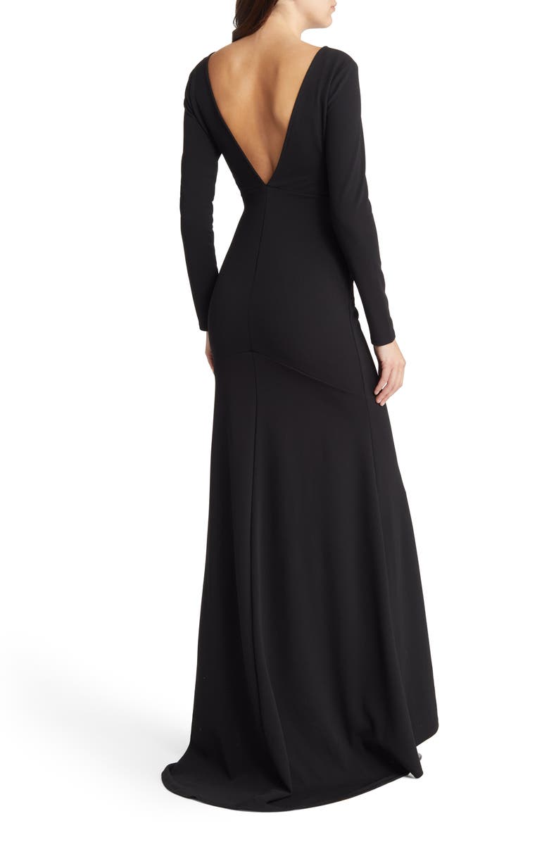 Lulus Wait For Me Open Back Long Sleeve Body-Con Gown, Alternate, color,