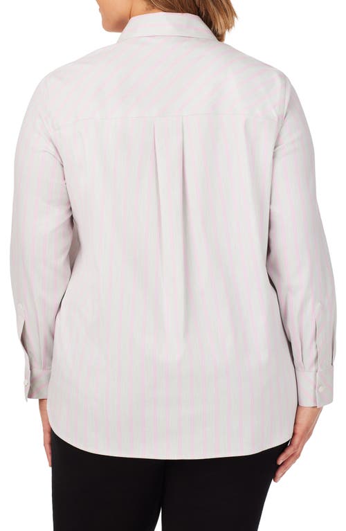 Foxcroft Stripe Boyfriend Button-up Shirt In Gray