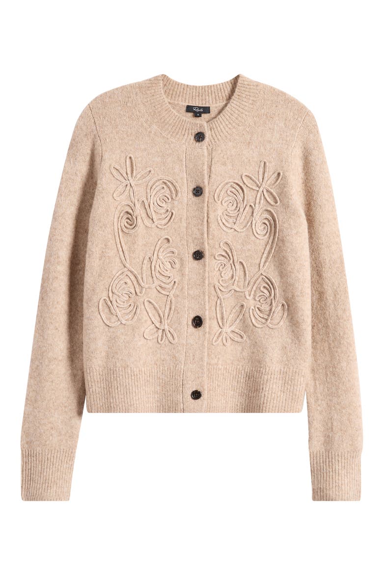 Coralle Soutache Trim Cardigan, Alternate, color, SAND