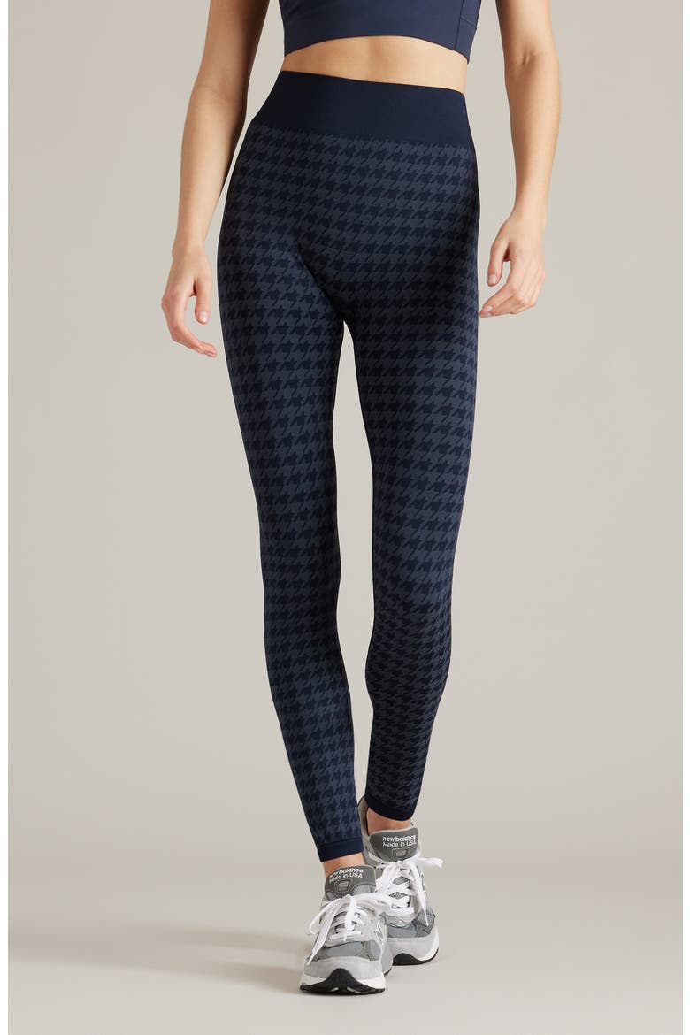 Houndstooth Seamless Base Layer Leggings, Main, color, NAVY BLUE